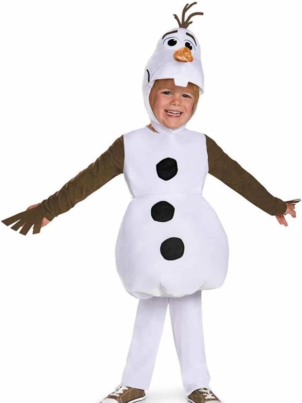 White Snowman Kids Costume with Brown Sleeves - Olaf-Inspired